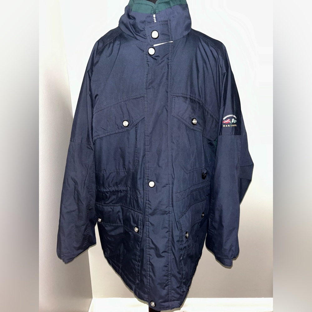 Vintage Members Only Mariner Quilted Lining Coat XL Blue Green Zip Button